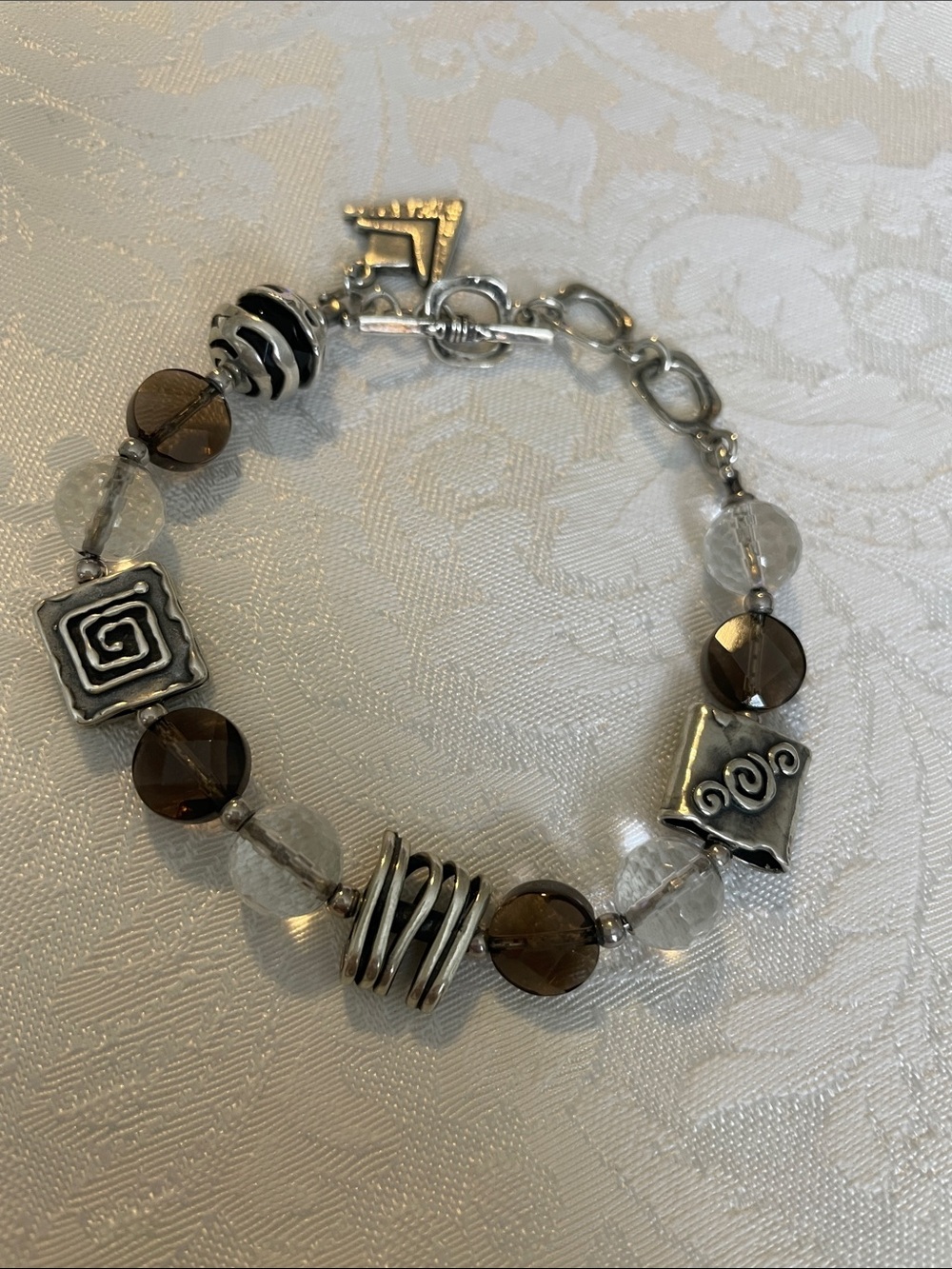 Silpada Brown & Clear Beaded Bracelet with Silver Accents